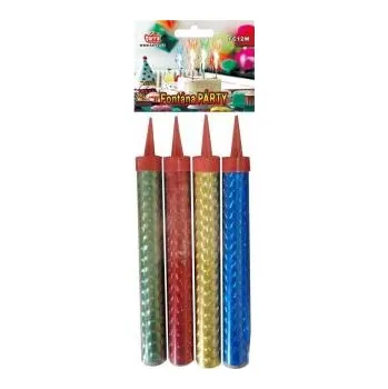 Zábavní pyrotechnika PÁRTY FONTÁNA na dort 12 cm - barevný mix - 4 ks 3/50/4