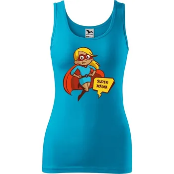 Dámské tílko s potiskem Super máma Velikost: XL, Barva: Tyrkysová