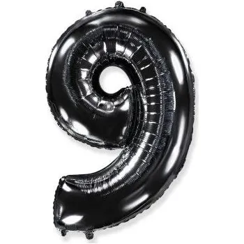 Balónek Balón foliový číslice ČERNÁ - BLACK 102 cm - 9