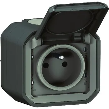 Elektrická zásuvka LEG PLEXO NEW 069791LA SET 9+1 ZÁSUVKA 2P+T CLONKY IP55 POVRCH. ANTRACIT