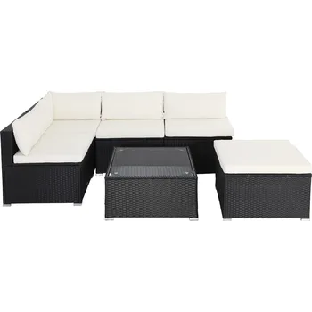 Zahradní sestava Polyratanová sestava zahradního nábytku | černé/krémové barvě
