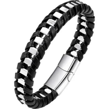 Náramek Amparo Miranda® Kožený náramek AM0136, Barva stříbrný