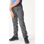 Unuo, Dětské softshellové kalhoty s fleecem Simple, Tm. Šedá - 128/134