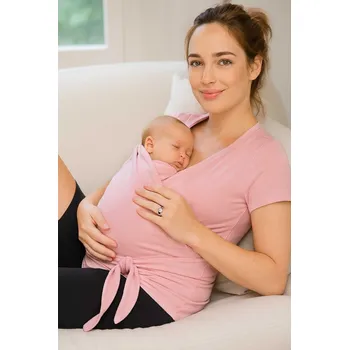 Zavinovací tričko na klokánkování Emberlyn růžové, bavlněné, s krátkým rukávem Velikost: XL