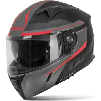 Motodoplněk Výklopná přilba na motorku TXR Rival černo-šedo-červená matná