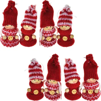 Vánoční ozdoba Pletené panenky červené 8 cm, 4 ks v krabičce, set 2 ks