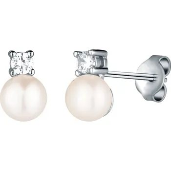 Náušnice Moonlit Elegantní stříbrné peckové náušnice s perlou a zirkonem