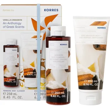 Kosmetická sada Korres Vanilla & Cinnamon Korres Vanilla & Cinnamon jemný sprchový gel 250 ml + Korres Vanilla & Cinnamon vyživující tělové mléko s mandlovým olejem 200 ml kosmetická sada