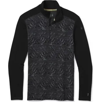 Pánské oblečení Smartwool M Merino 250 Baselayer Pattern 1/4 Zip black bryan iguchi mountains pánský rolák - XL
