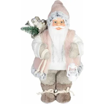Vánoční dekorace Dekorácia MagicHome Vianoce, Santa, s darčekom, ružovo-hnedý, 30 cm