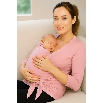 Zavinovací tričko na klokánkování Emberlyn růžové bavlněné 3/4 rukáv Velikost: XL