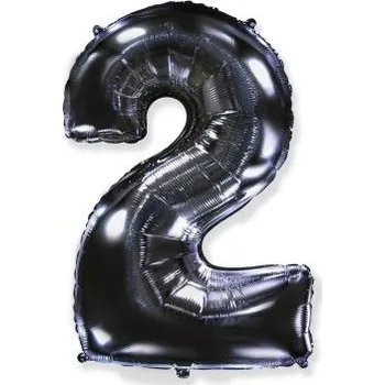Balónek Balón foliový číslice ČERNÁ - BLACK 102 cm - 2