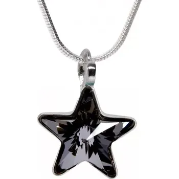 Náhrdelník Swarovski Elements Star vlepený krystal 10mm - Stříbrný náhrdelník (přívěsek + řetízek) šedo černá hvězdička 54034.1 Silver Night (černá, šedá, duhová)