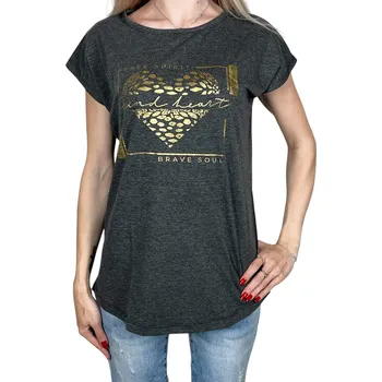 Dámské oblečení Emola Dámské tričko s krátkým rukávem ELLI Barva: Šedá, Velikost: L