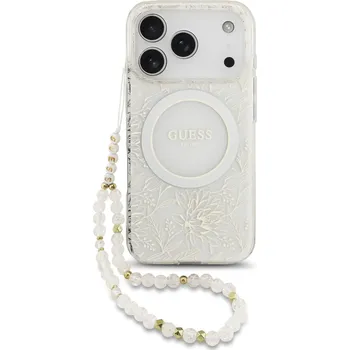 Telefonní příslušenství Guess IML Flowers Allover Strap MagSafe Zadní Kryt pro iPhone 17 Pro Barva: Bílá