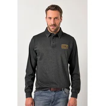 Pánské tričko JP1880, Plus size Polokošile JP1880, dlouhé rukávy, nášivka, vintage vzhled, do 8XL pro plnoštíhlé nadměrná velikost, 842662100-1456, černý, 7XL, Plus size oblečení, Oblečení pro vysoké muže, Nadměrné velikosti, Oblečení pro plnoštíhlé.