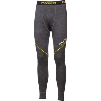 Pánské termo spodky Progress MW SDN šedý melír pánské spodky 100% merino vlna - XL