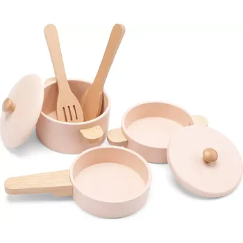 Dětská kuchyňka Sada dětského dřevěného nádobí – růžová
