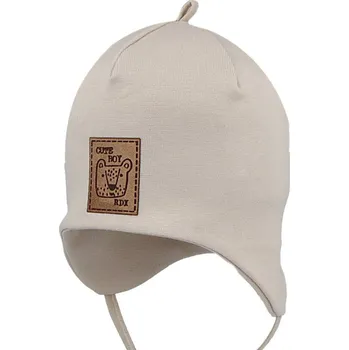 Kojenecká čepice RDX Chlapecká kojenecká čepice vázací Méďa béžová Vel. 2