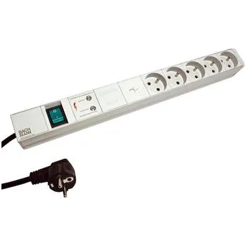Elektrická zásuvka BACHMANN Napájecí panel 1U, 5x zásuvka CZ, přepěťová ochrana, filtr, vypínač, šedý, 2m - 333.840