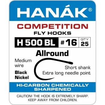 Rybářský háček Muškařský háček Hanák Competition Allround č. 12, 25 ks (H500BL)