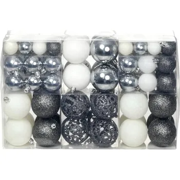 Vánoční dekorace vidaXL Vánoční ozdoby 100 ks 3 / 4 / 6 cm [356105] Barva: bílá/šedá
