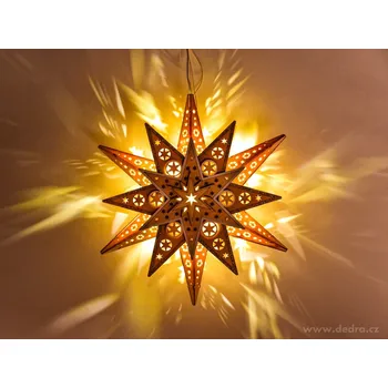 Vánoce HVĚZDA TICHA | oboustranná závěsná LED dekorace ze dřeva | průměr 30 cm