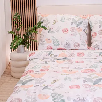 Bavlněné povlečení na přikrývku 140x200 cm malované květy Sara