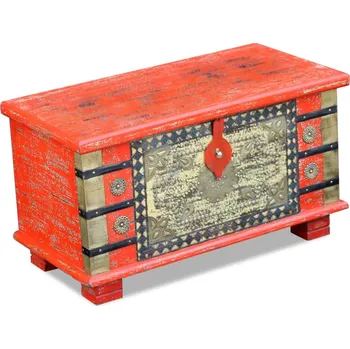 Truhla zahrada-XL Úložná truhla červená z mangovníkového dřeva 80x40x45 cm 243331