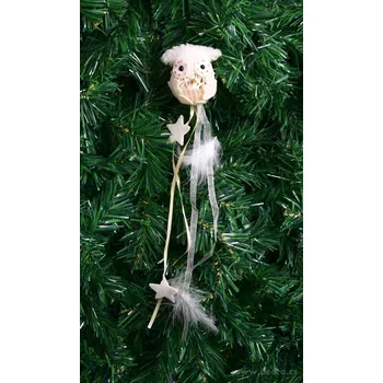 Vánoční dekorace SOVÍ SEN | závěsná vánoční dekorace | ručně pletená sovička s peříčky | 30 cm