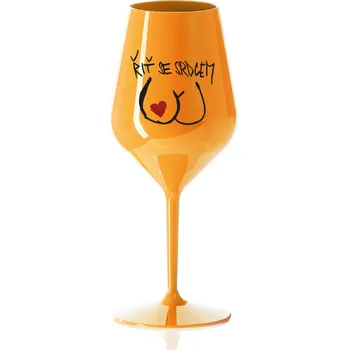 Sklenice ŘIŤ SE SRDCEM - oranžová nerozbitná sklenička na víno 470 ml