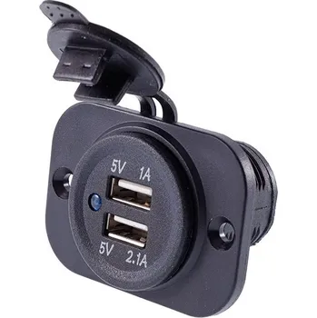 Nabíječka 12/24V s krytem, 2x USB (3,1A), 63210
