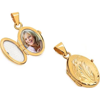 Přívěsek Zlatý oválný přívěsek na fotku IZ16960 + dárkové balení LUXUS zdarma