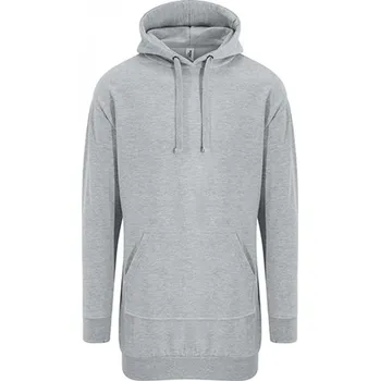 Dámská mikina Just Hoods Extra dlouhé mikinové šaty s klokaní kapsou Barva: šedá melír, Velikost: S JH015