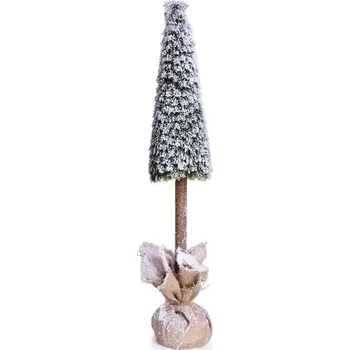 Vánoční stromek ZASNĚŽENÁ JEDLE GRANDE | dekorativní stromek na kmínku s jutovým podstavcem | 97 cm