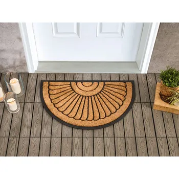 Rohožka Domovní rohožka polyesterová gumová protiskluzová 45 x 75 cm půlkruhová moderní bytový doplněk Beliani