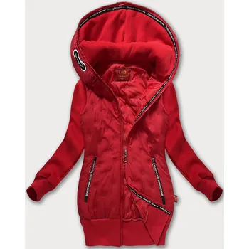 Červená dámská mikino-bunda s kapucí LHD (AMG-162A) odstíny červené XXL (44)