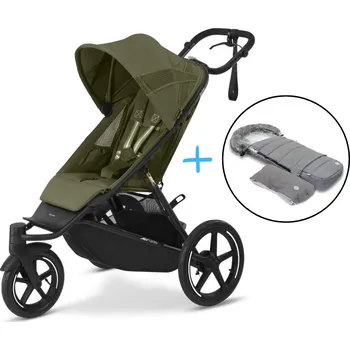 Kočárek Cybex Avi Spin Moss Green Gold + fusak a rukávník JOMK Northern Grey