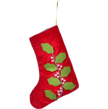 Vánoční dekorace MIKULÁŠSKÁ NADÍLKA | punčocha s motivem cesmíny | 35 cm