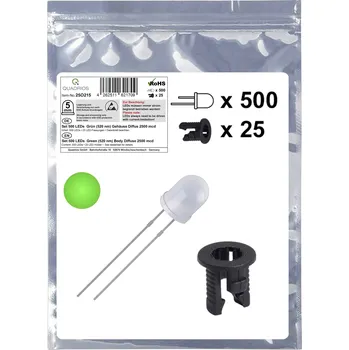 Dioda Quadrios 25O215 sada LED zelená kulatý 5 mm 2500 mcd 20 mA 3.0 V