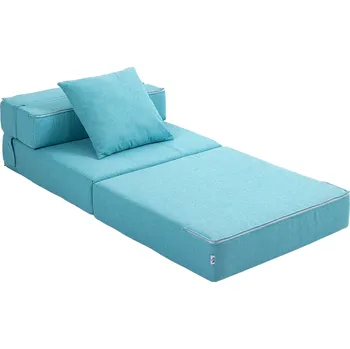 Křeslo HOMCOM Skládací křeslo postel 2 v 1 skládací křeslo s funkcí postele Relaxační křeslo s polštářem Postel pro hosty s nosností až 100 kg Modrá | Aosom.de