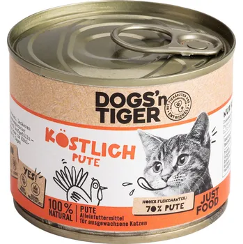 Krmivo pro kočku 12x200g Dogs'n Tiger Adult Cat - lahodné krůtí