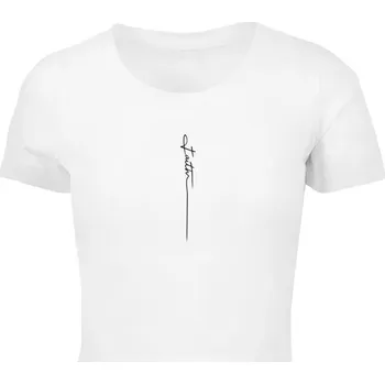 Ladies Faith Cropped Tee - white XS