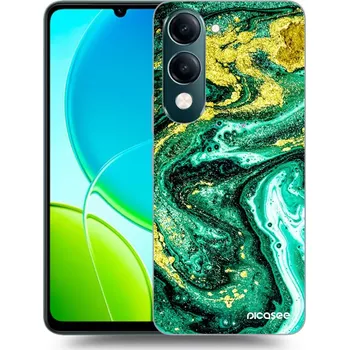 Pouzdro na mobilní telefon Picasee silikonový černý obal pro Vivo Y29s 5G - Green Gold