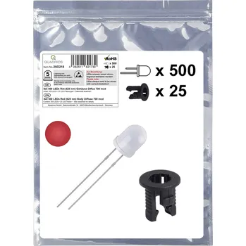 Dioda Quadrios 25O218 sada LED červená kulatý 5 mm 700 mcd 20 mA 2.0 V