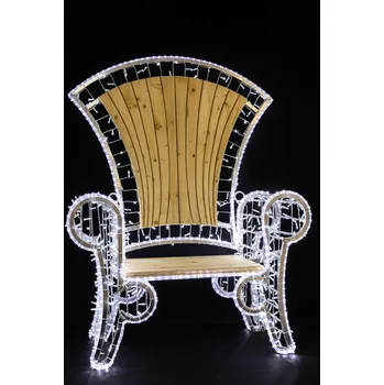 Vánoční dekorace DECOLED Vánoční křeslo venkovní, 850 ledově bílých LED diod, dřevěný sedák, 36V, 36W