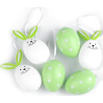 Velikonoční dekorace Velikonoční vajíčka k zavěšení Varianta: 2 zelená sv., Balení: 6 ks