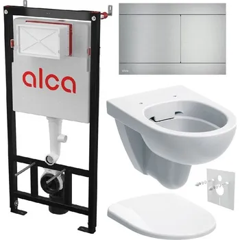 Alcadrain Set modulu do sádrokartonu, WC Geberit Selnova, sedátka a tlačítka FUN-INOX, nerez