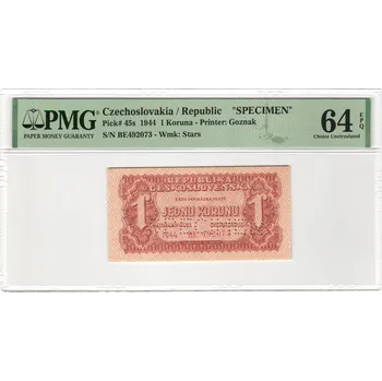 1 Koruna 1944 S. BE PMG 64 EPQ