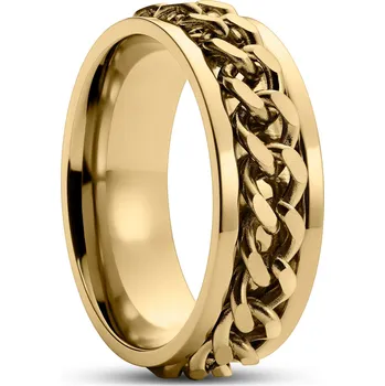 Prsten Sentio | Řetízkový prsten curb z nerezové oceli zlaté barvy - Lucleon